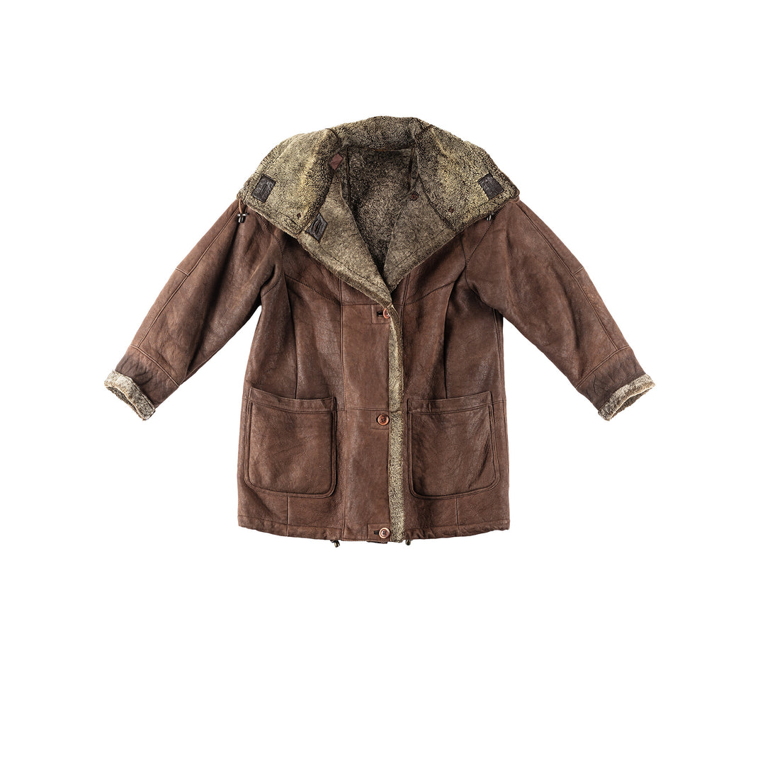Vintage 80's Women Sheepskin Coat in BrownMN220