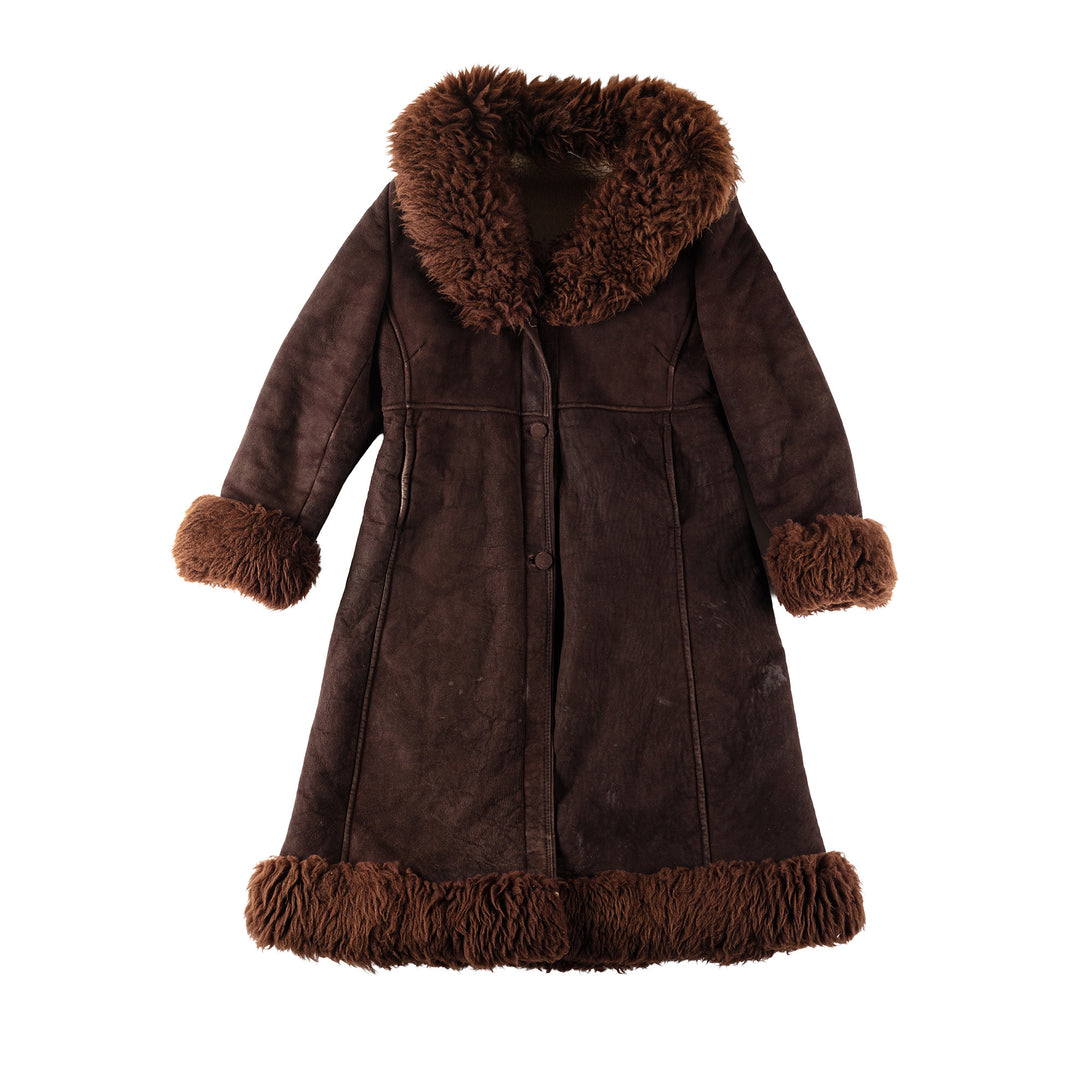 Vintage 80's Women Sheepskin Coat in BrownMN139