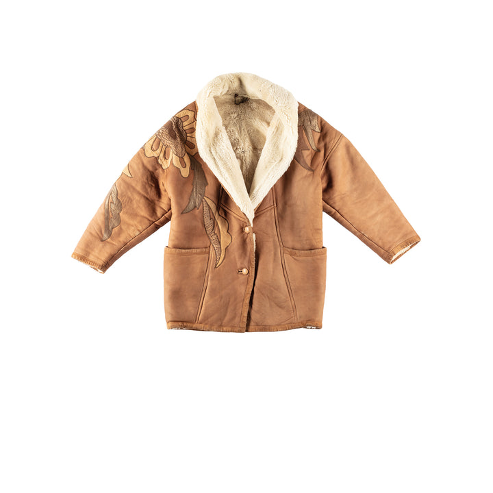 Vintage 80's Women Sheepskin Coat in BrownMN198