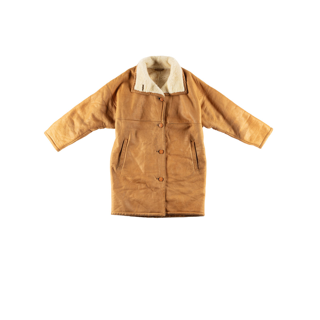 Vintage 80's Women Sheepskin Coat in BrownVN493