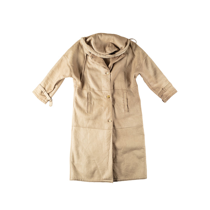 Vintage 90's Women Sheepskin Coat in BeigeMN234