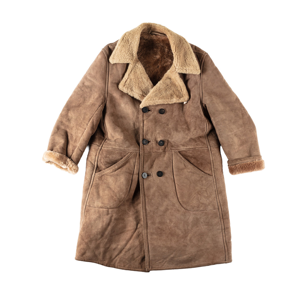 Vintage 80's Men Sheepskin Coat in BrownVN118