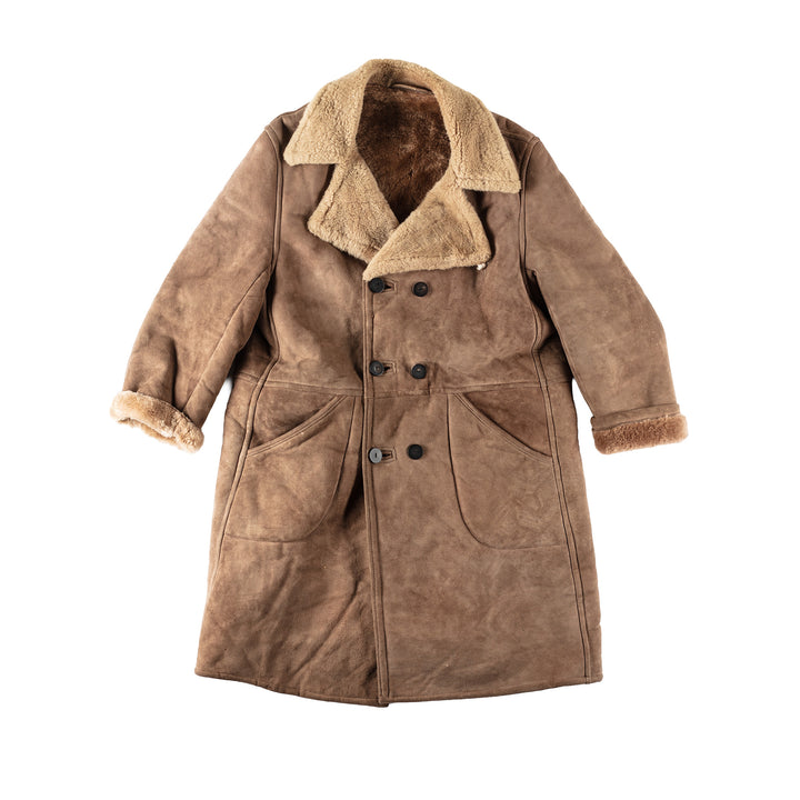 Vintage 80's Men Sheepskin Coat in BrownVN118