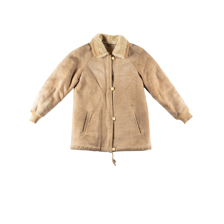 Vintage 80's Women Sheepskin Jacket in Beige
