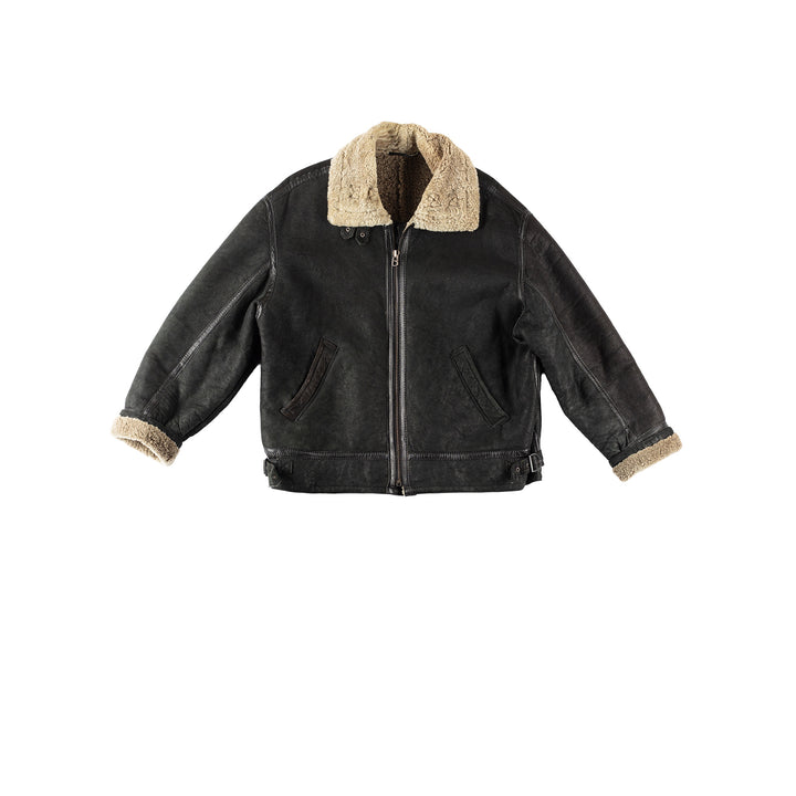 Vintage 80's Men Sheepskin Jacket in BlackVN272