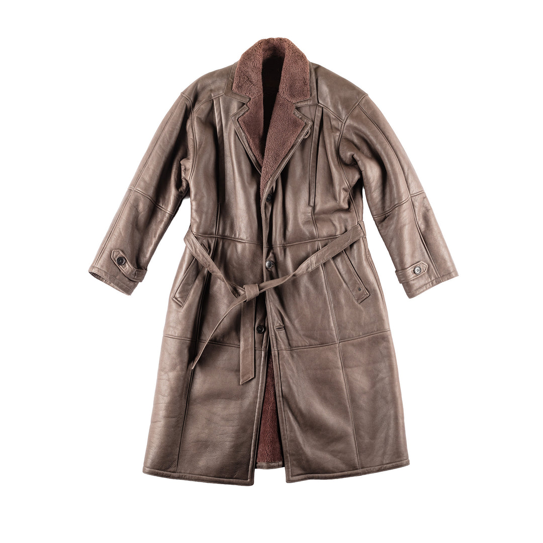 Vintage 80's Men Sheepskin Coat in BrownVN095