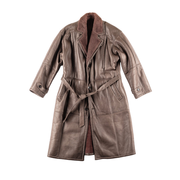 Vintage 80's Men Sheepskin Coat in BrownVN095