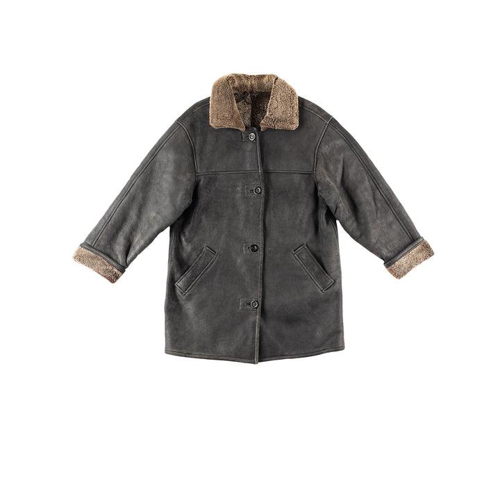 Vintage 80's Women Sheepskin Coat in Gray