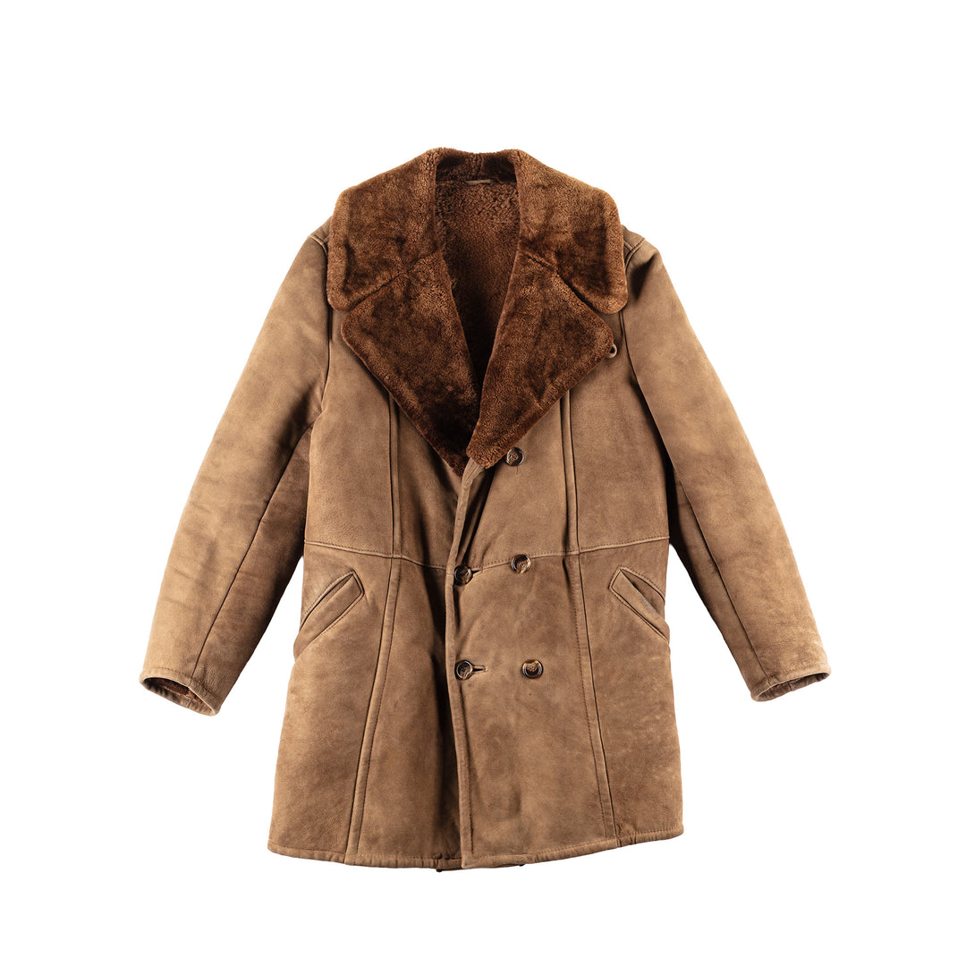 Vintage 70's Men Sheepskin Coat in Brown