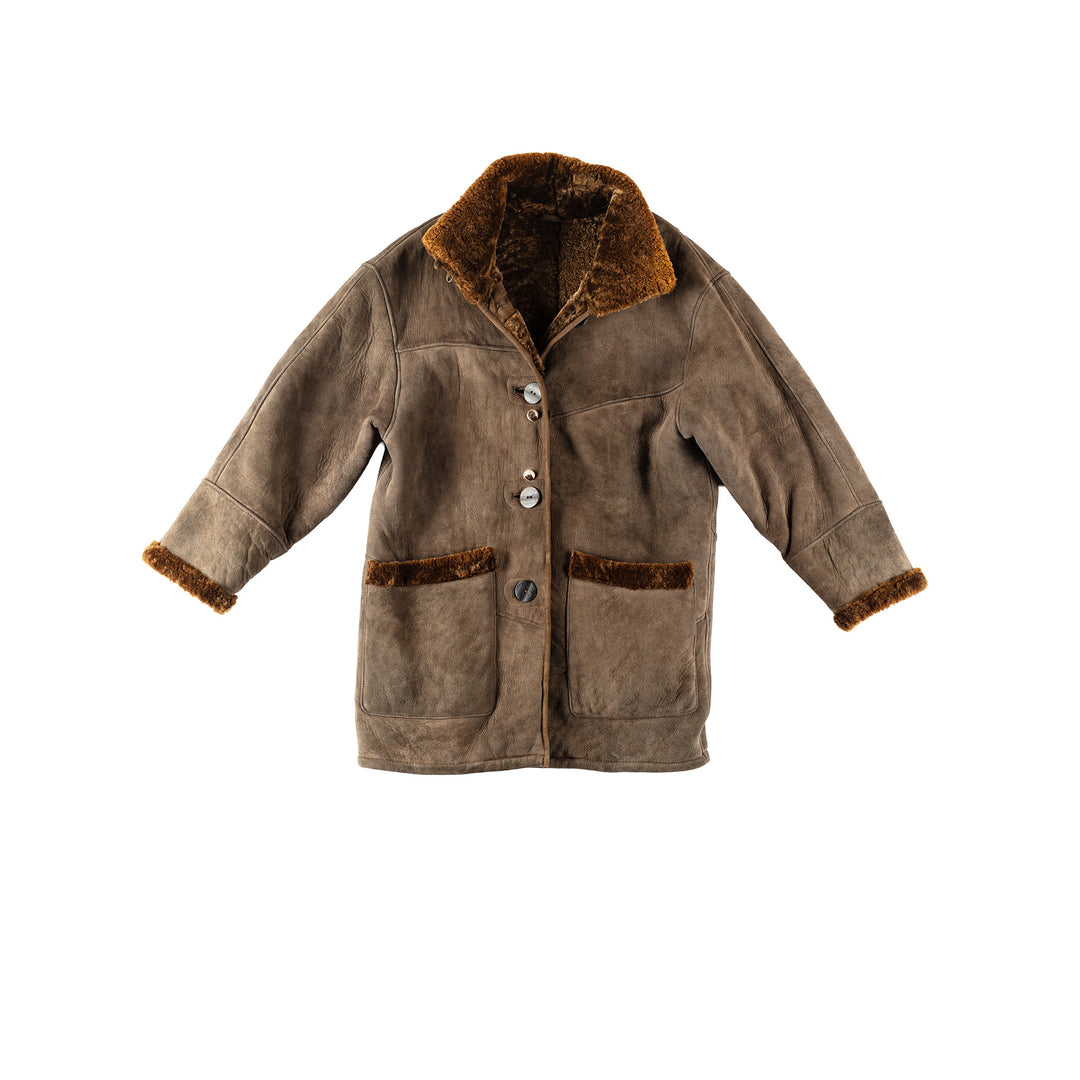 Vintage 80's Women Sheepskin Coat in BrownMN179
