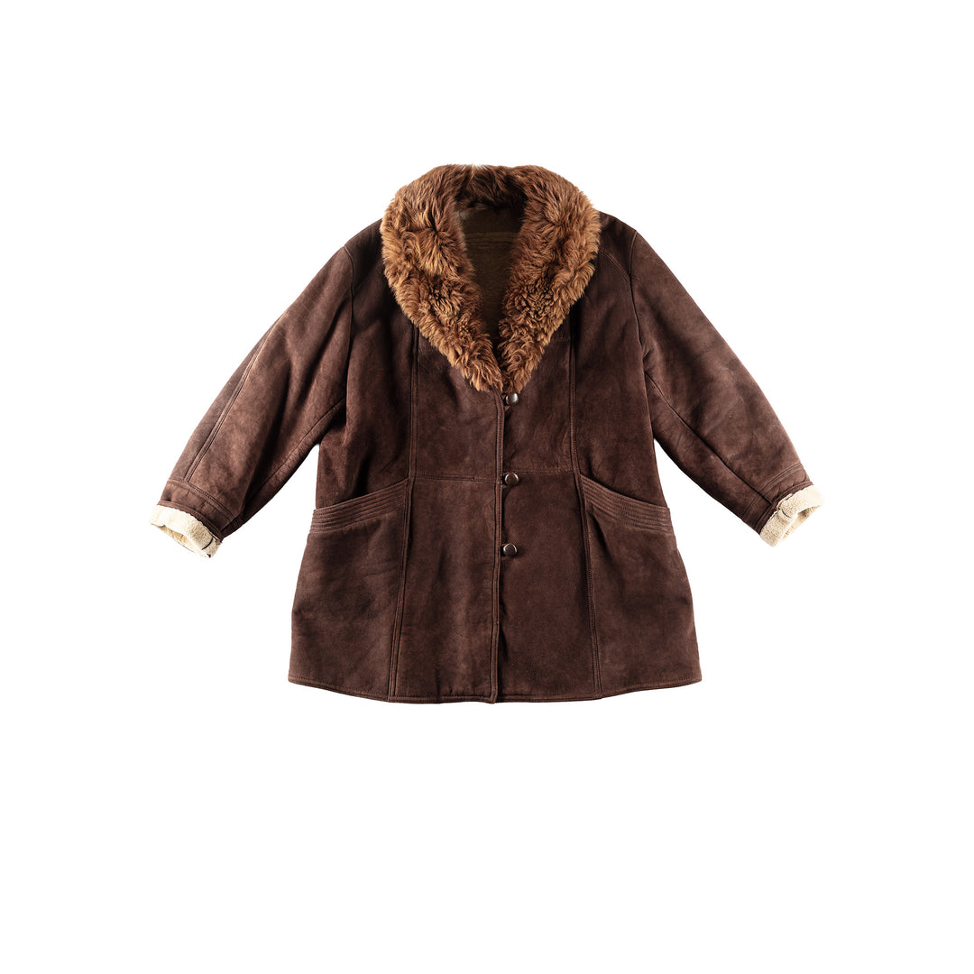 Vintage 80's Women Sheepskin Coat in BrownMN239