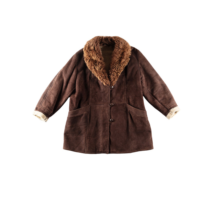 Vintage 80's Women Sheepskin Coat in BrownMN239