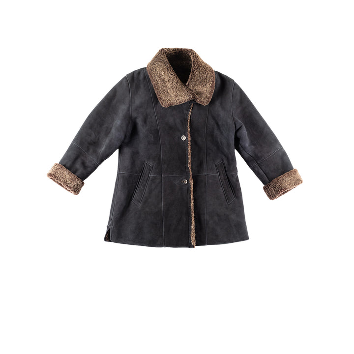 Vintage 80's Women Sheepskin Coat in Blue