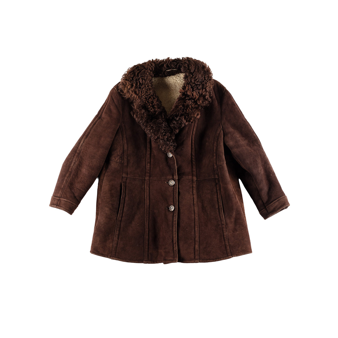 Vintage 80's Women Sheepskin Coat in BrownMN409