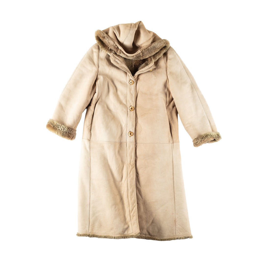 Vintage 80's Women Sheepskin Coat in BeigeMN180