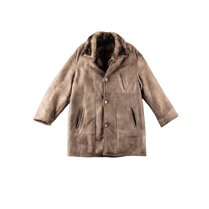 Vintage 90's Men Sheepskin Coat in BeigeVN158