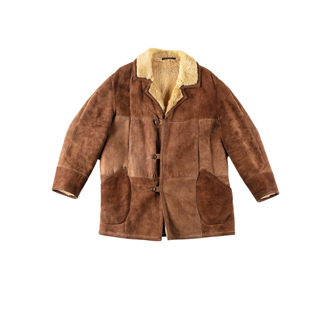 Vintage 80's Men Sheepskin Coat in BrownVN138