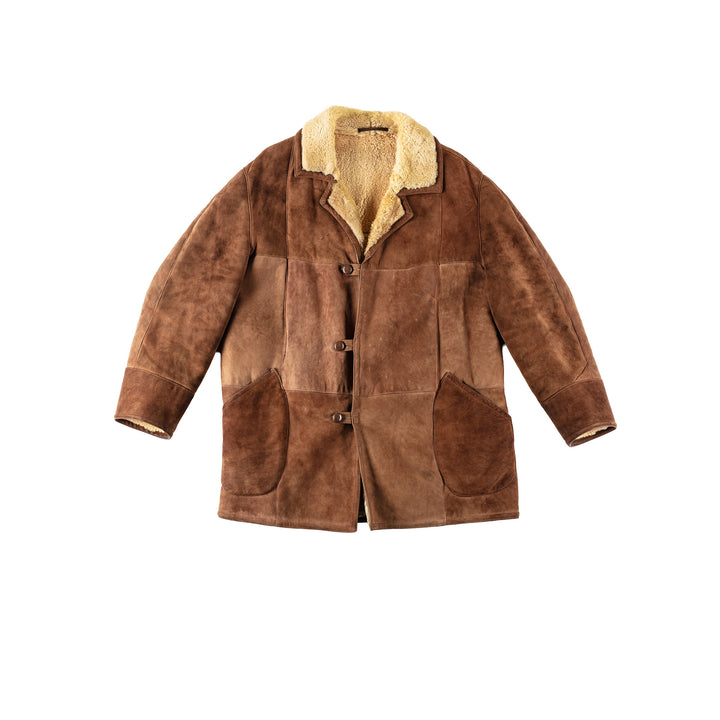 Vintage 80's Men Sheepskin Coat in BrownVN138