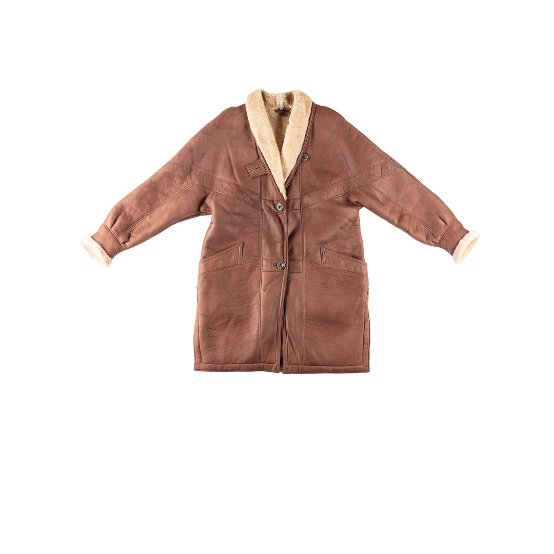 Vintage 80's Women Sheepskin Coat in BrownMN190