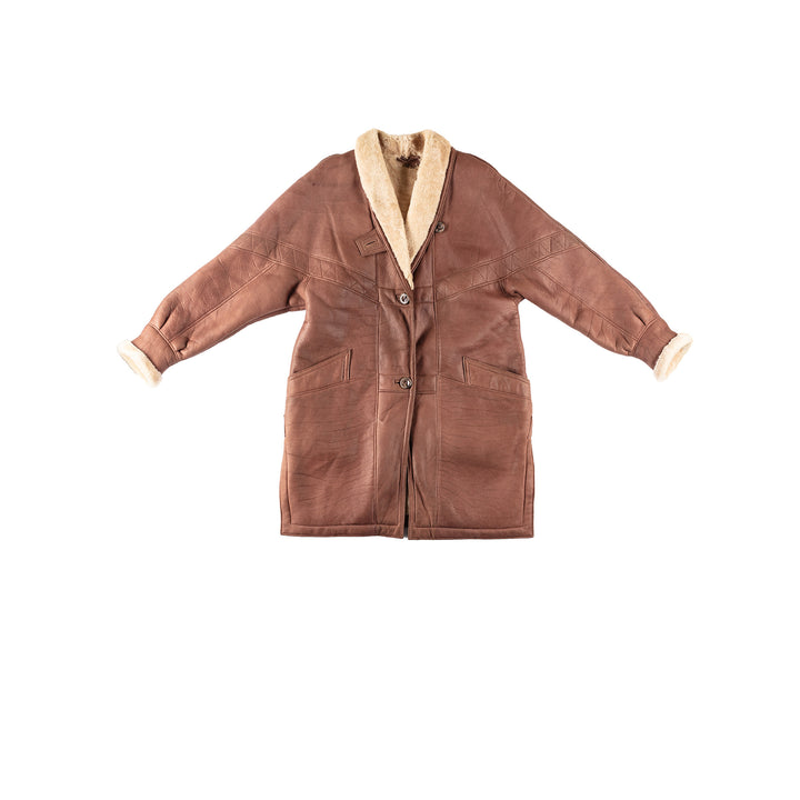 Vintage 80's Women Sheepskin Coat in BrownMN190