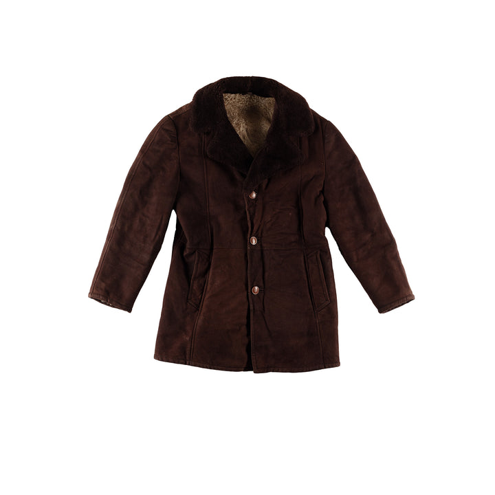 Vintage 80's Men Sheepskin Coat in BrownVN482