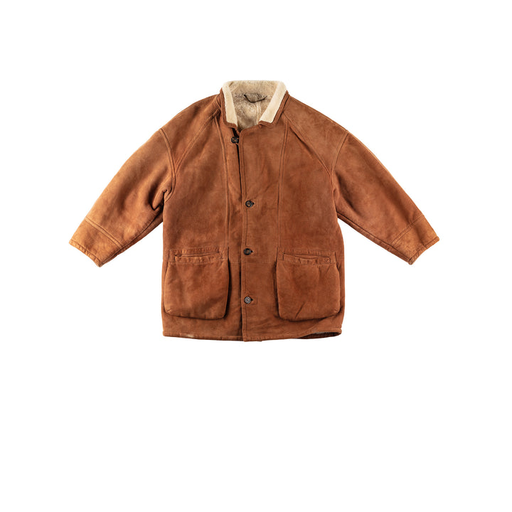Vintage 80's Men Sheepskin Coat in BrownVN197