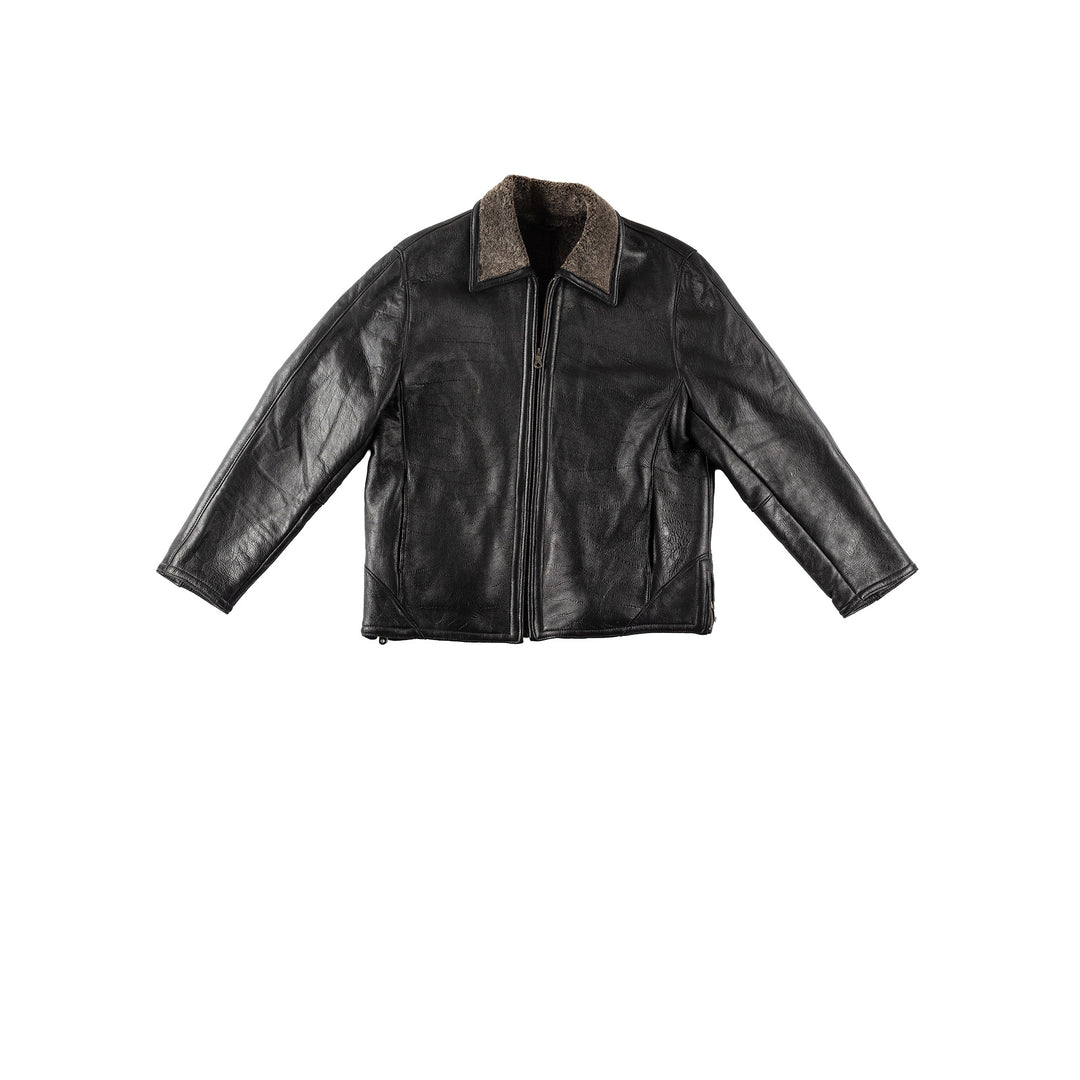 Vintage 80's Men Sheepskin Jacket in BlackVN179