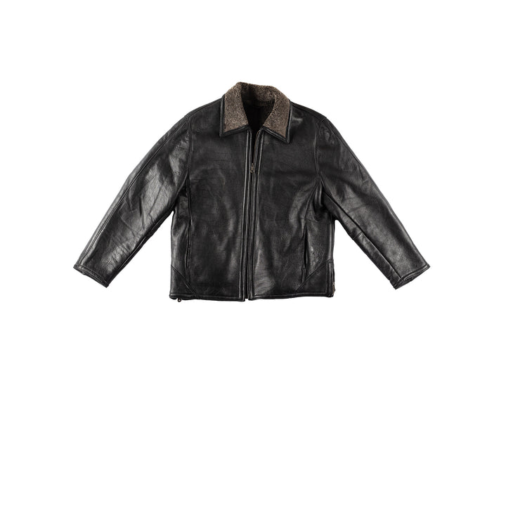 Vintage 80's Men Sheepskin Jacket in BlackVN179