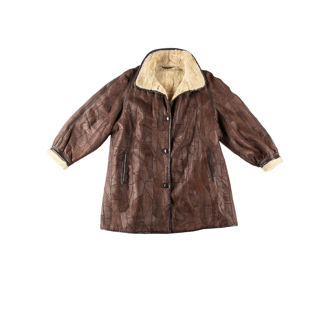 Vintage 80's Women Sheepskin Coat in BrownMN148