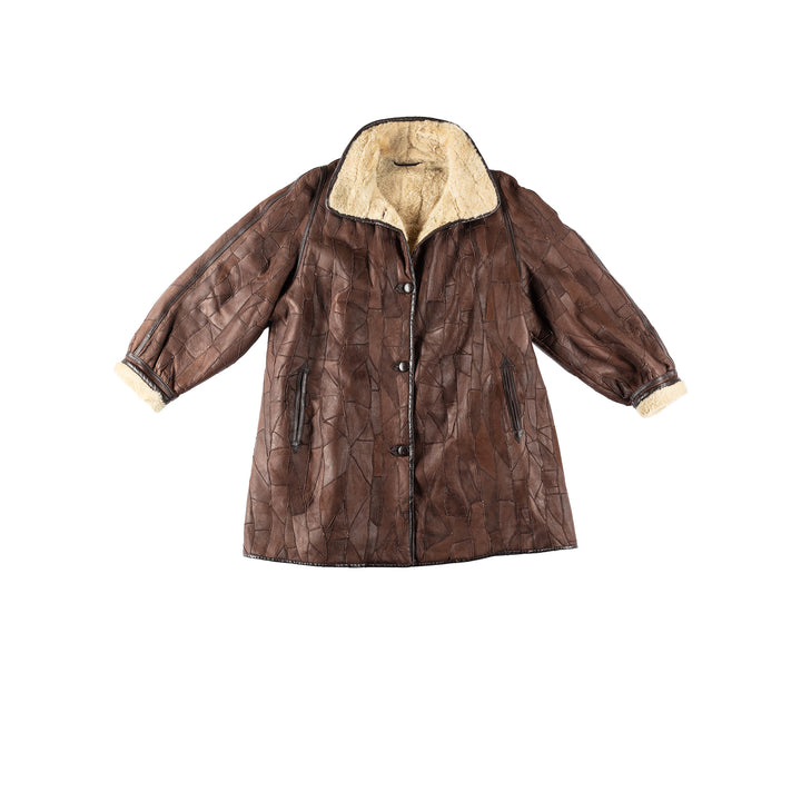 Vintage 80's Women Sheepskin Coat in BrownMN148