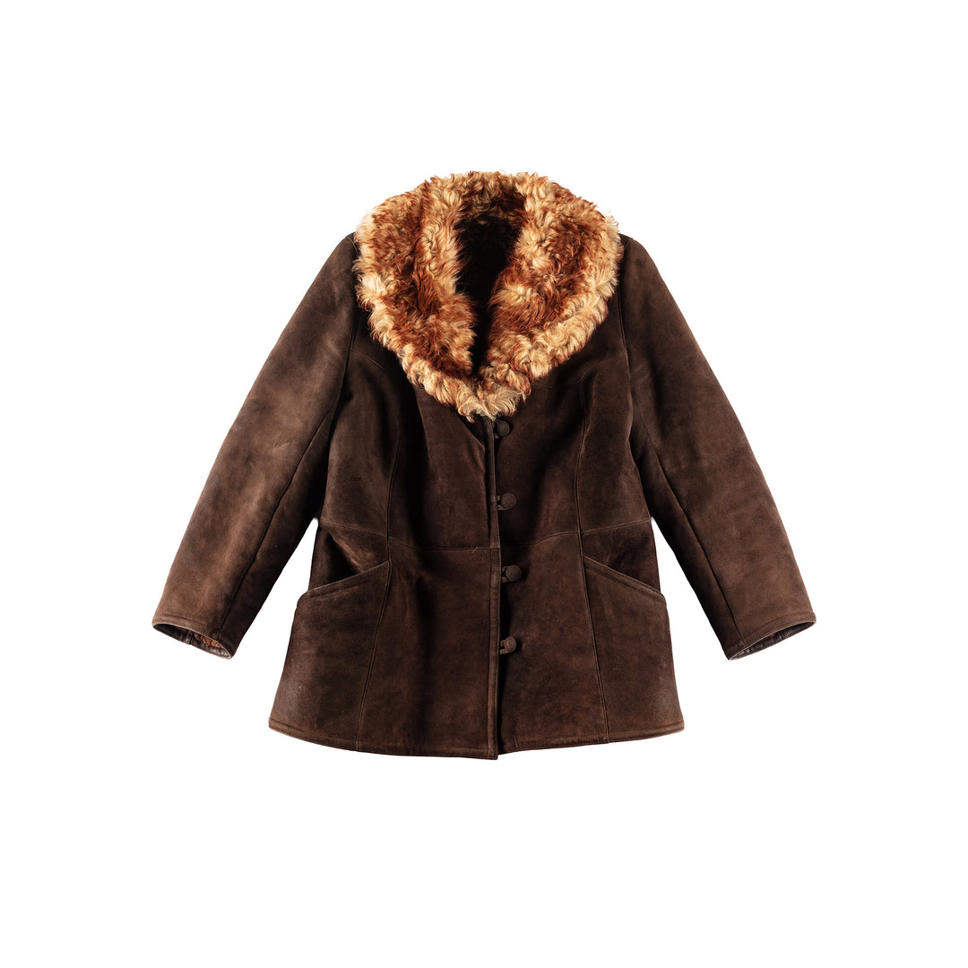 Vintage 80's Women Sheepskin Coat in BrownMN249