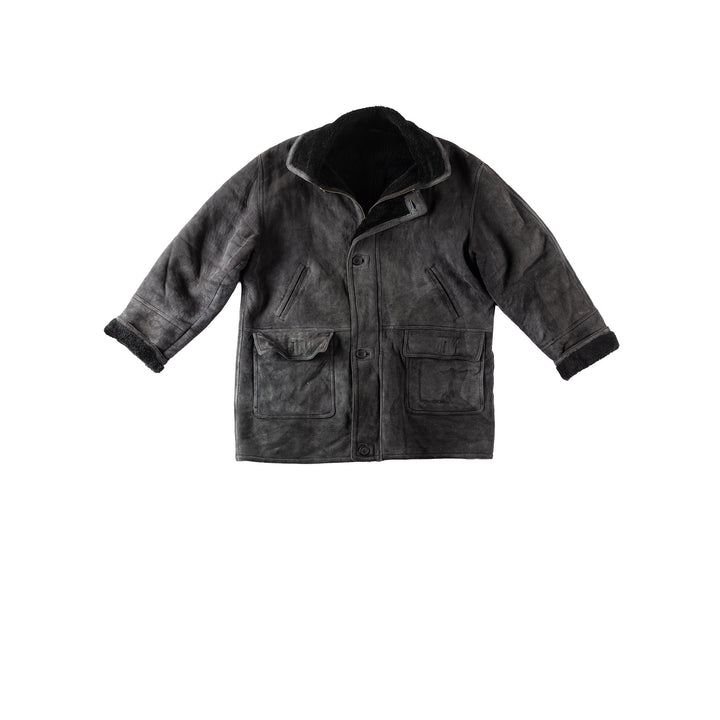 Vintage 90's Men Sheepskin Coat in BlackVN151