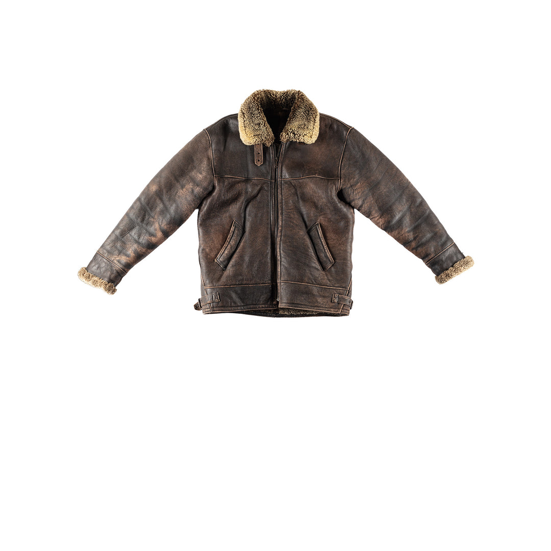 Vintage 80's Men Sheepskin Jacket in BrownVN395