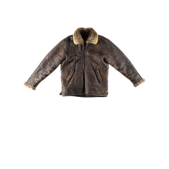 Vintage 80's Men Sheepskin Jacket in BrownVN395