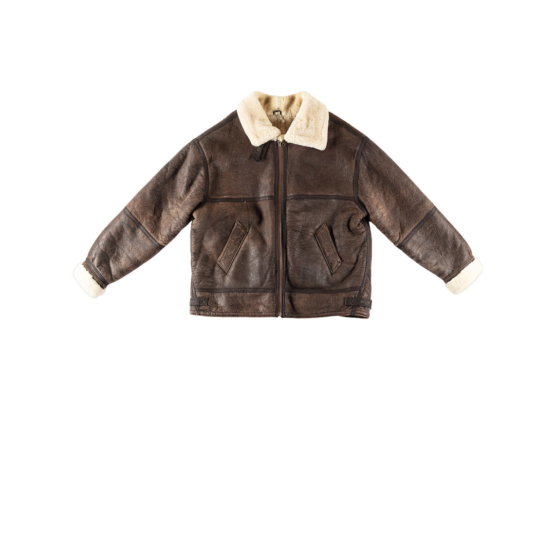Vintage 80's Men Sheepskin Jacket in BrownVN258