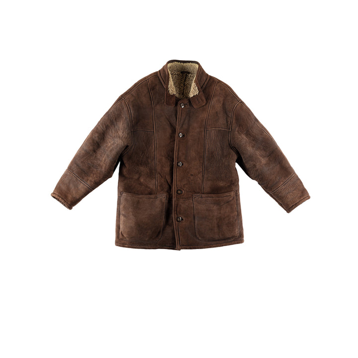 Vintage 80's Men Sheepskin Coat in BrownVN487