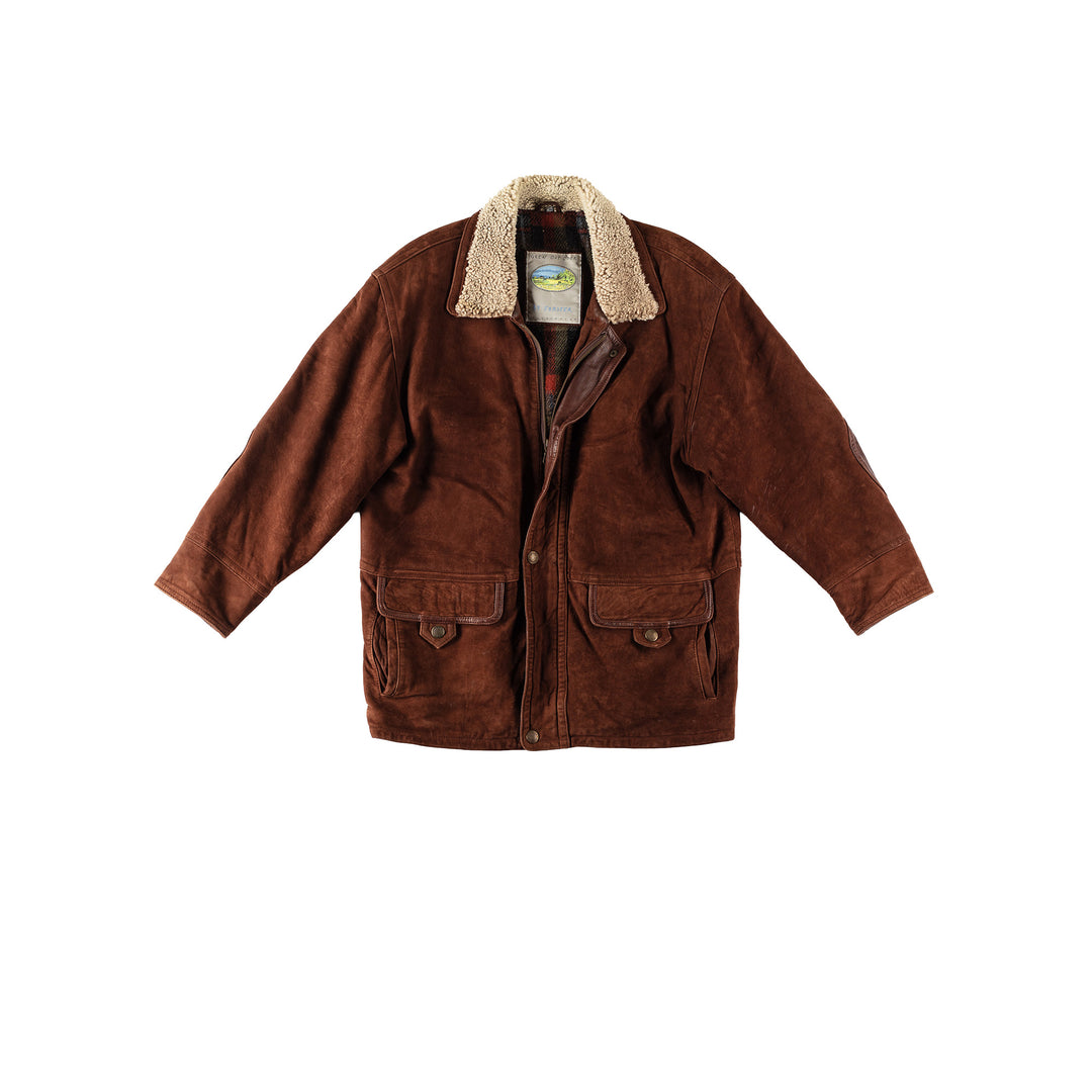 Vintage 80's Men Suede Coat in BrownVN364