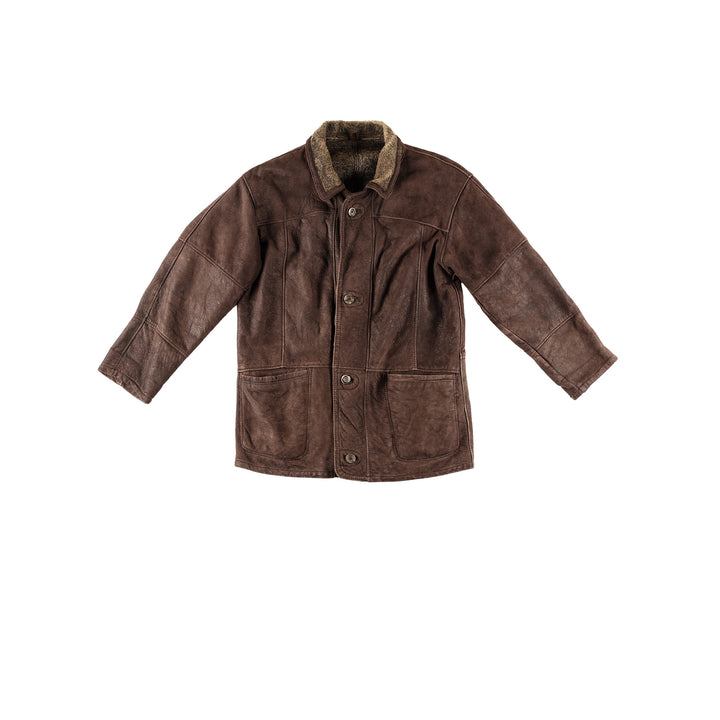 Vintage 80's Men Sheepskin Coat in BrownVN227
