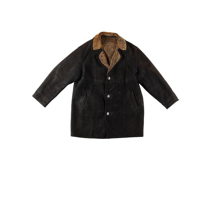 Vintage 80's Men Sheepskin Coat in BlackVN229