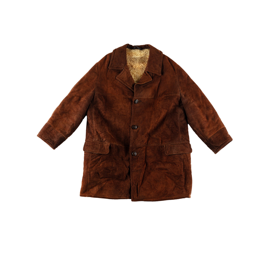 Vintage 80's Men Sheepskin Coat in BrownVN496