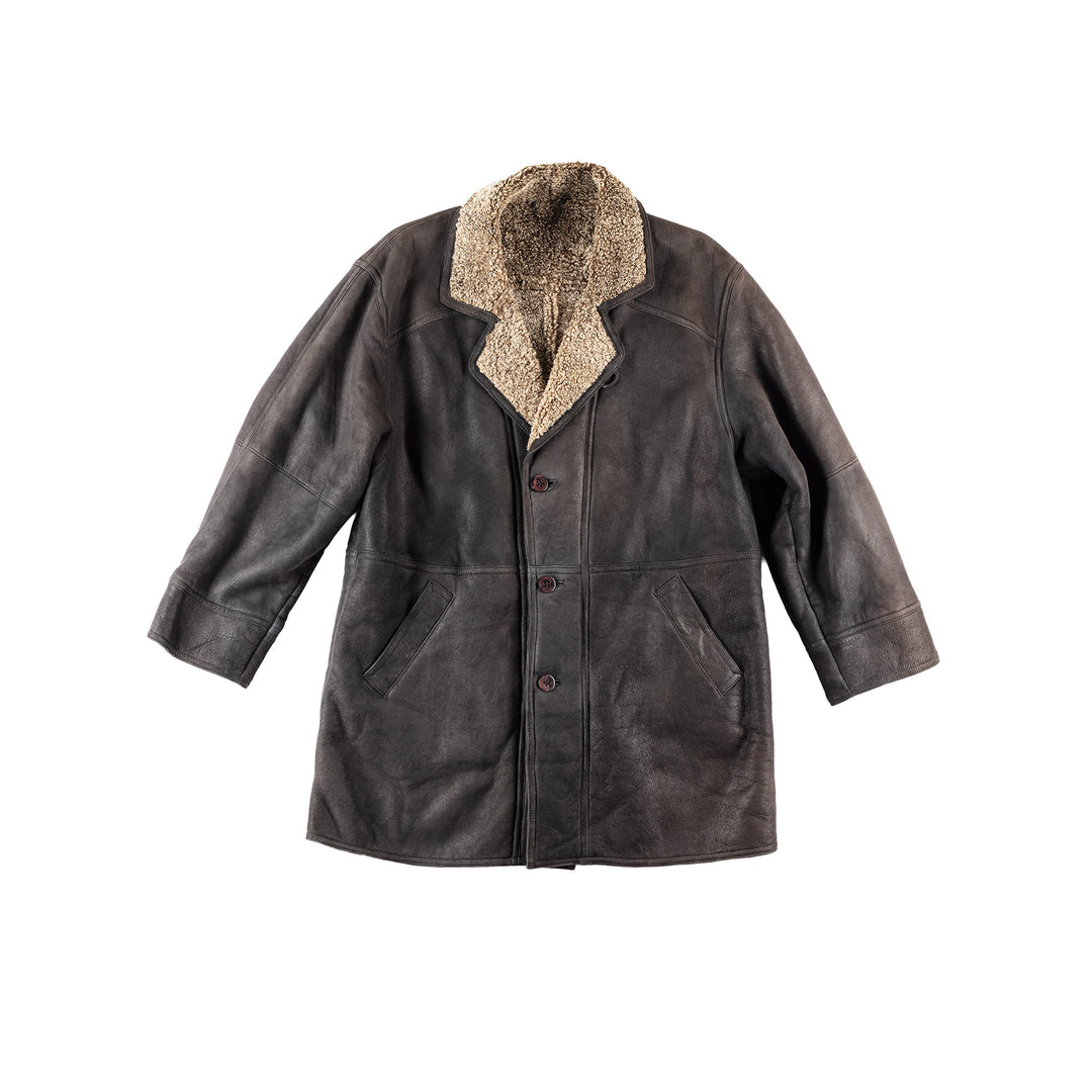 Vintage 90's Men Sheepskin Coat in Black