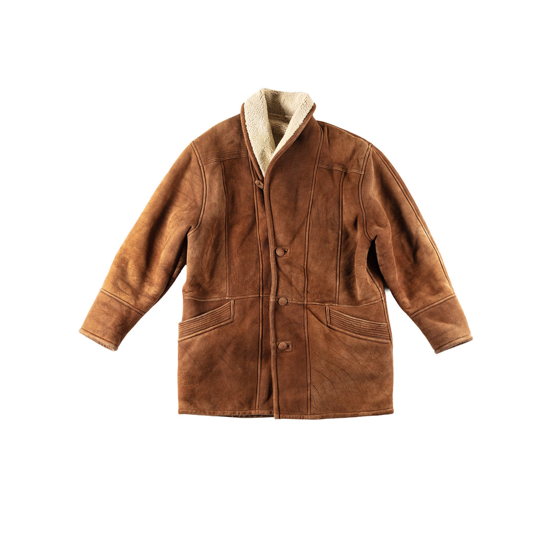 Vintage 90's Men Sheepskin Coat in BrownVN245
