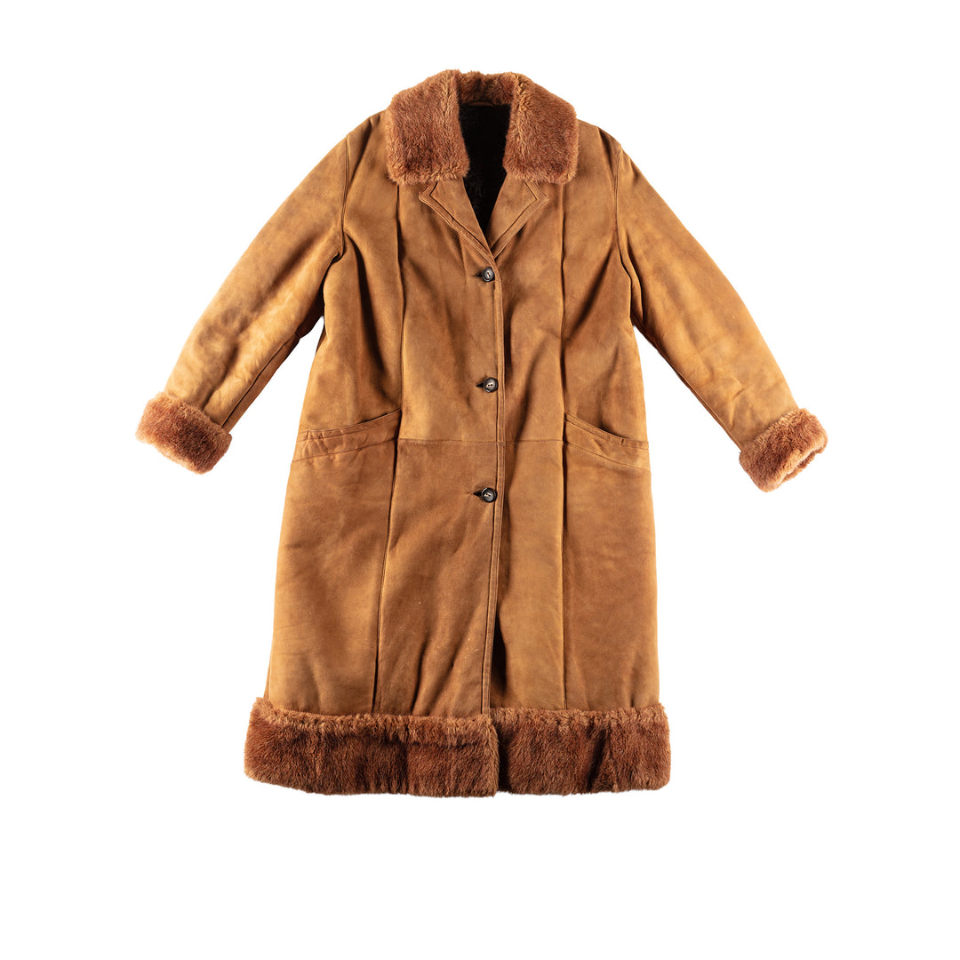 Vintage 80's Women Sheepskin Coat in BrownMN260