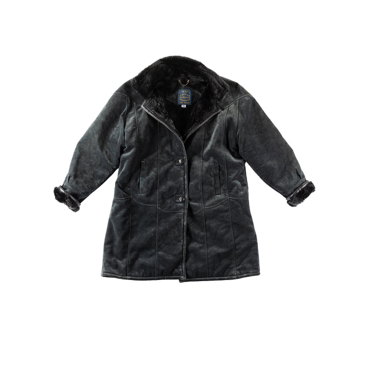Vintage 90's Women Faux Sheepskin Coat in BlueMN191