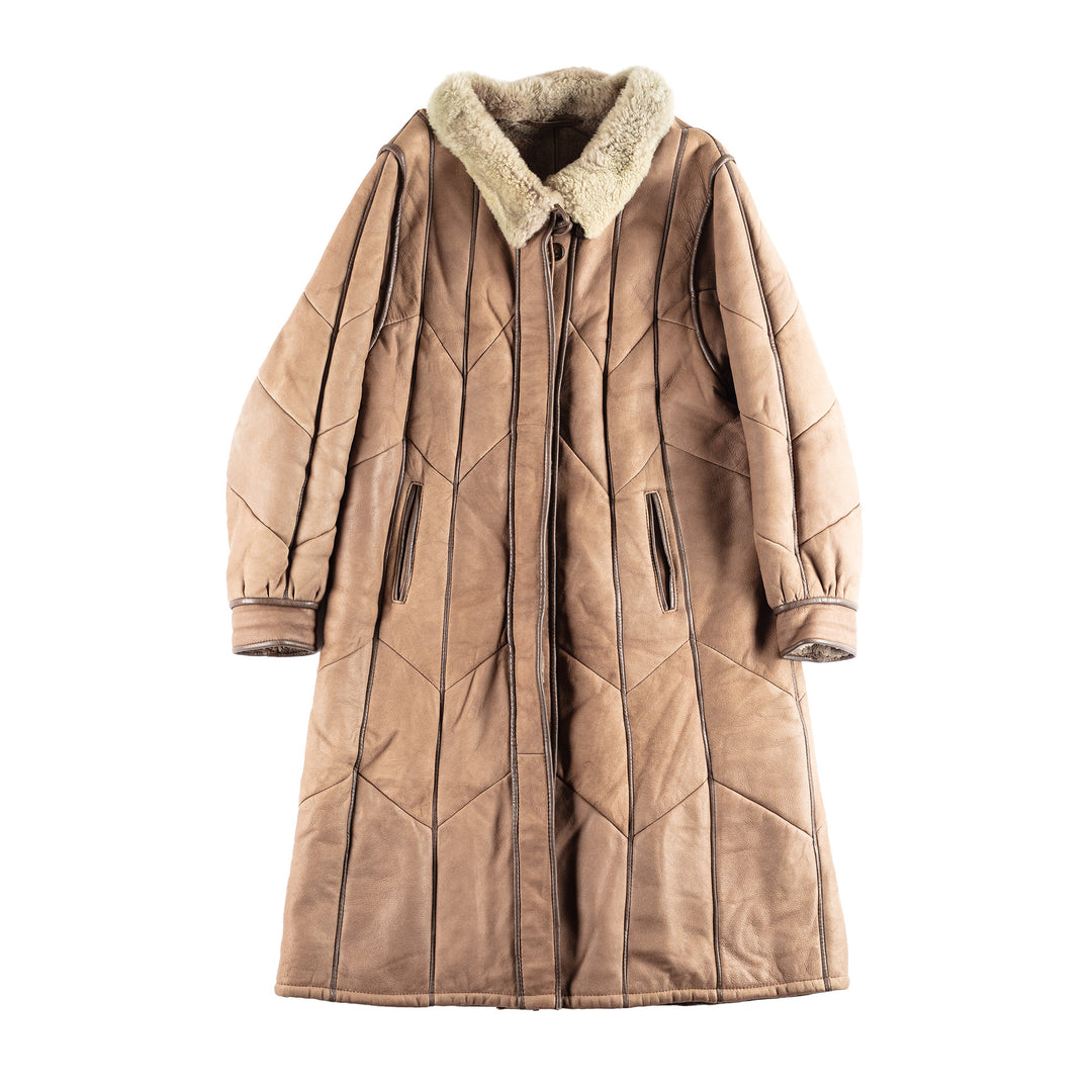 Vintage 80's Women Sheepskin Coat in Brown