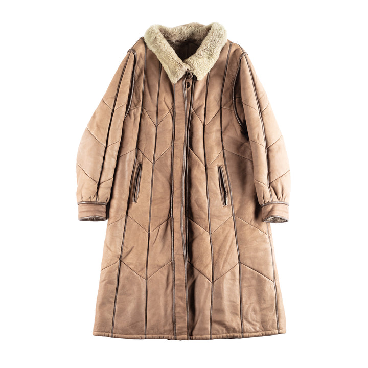 Vintage 80's Women Sheepskin Coat in Brown