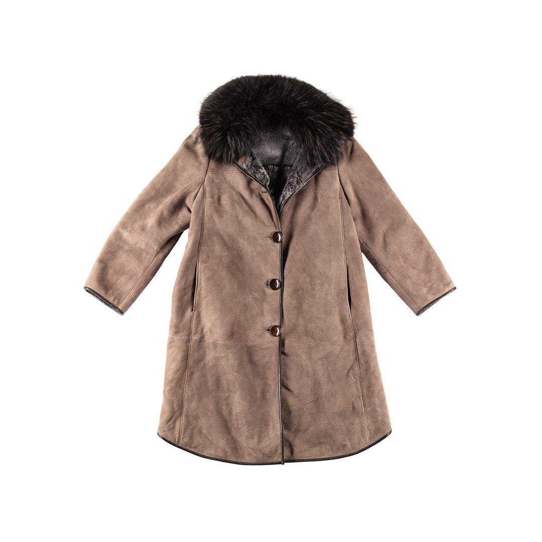 Vintage 90's Women Sheepskin Coat in BeigeMN218