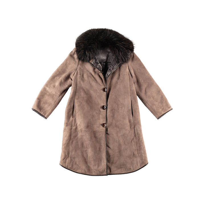 Vintage 90's Women Sheepskin Coat in BeigeMN218