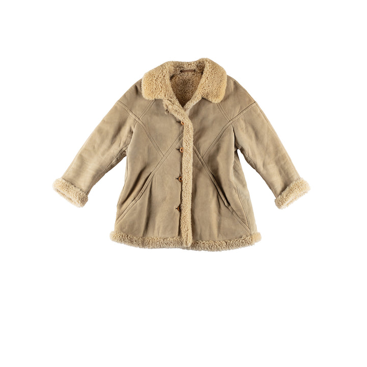 Vintage 80's Women Sheepskin Coat in BeigeMN434
