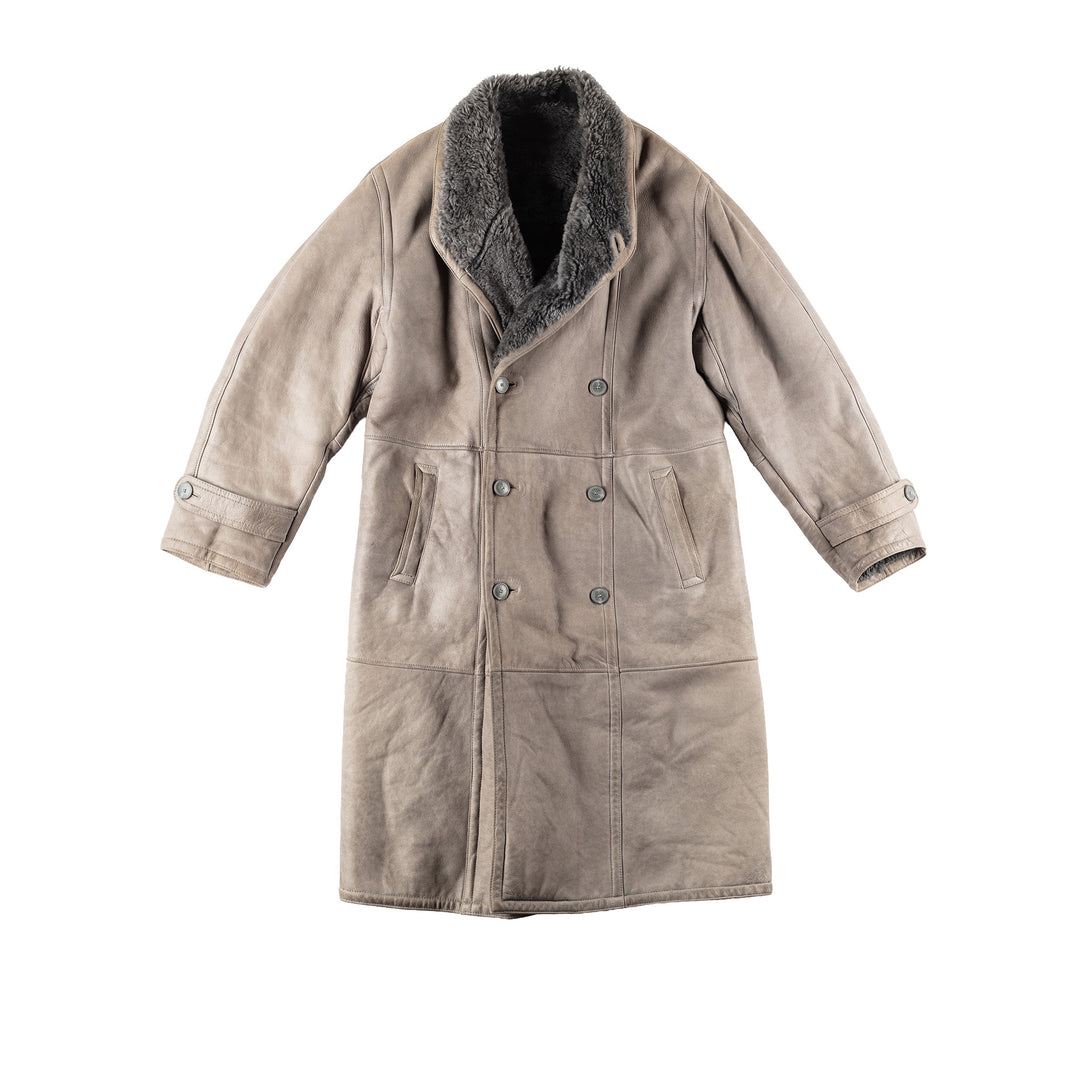 Vintage 80's Men Sheepskin Coat in GrayVN097